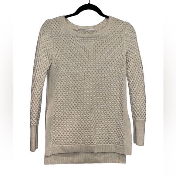 ATHLETA Cream/Dove Honeycomb Knit Wool Blend Tunic Sweater | Size XS - Picture 1 of 5